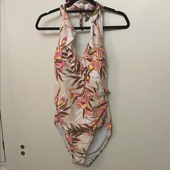 Cupshe Floral One Piece Swimsuit in Pink and Cream size XL - Picture 1 of 10